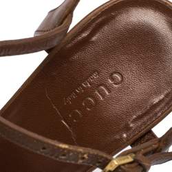 مملوكة مسبقًا صندل غوتشي هورسبيت جلد بني بحزام للكاحل مقاس 36.5