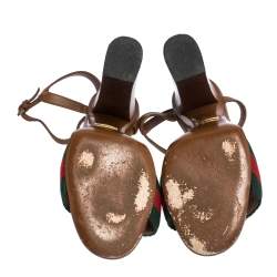 مملوكة مسبقًا صندل غوتشي هورسبيت جلد بني بحزام للكاحل مقاس 36.5