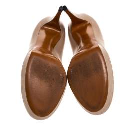 مملوكة مسبقًا Gucci Beige Leather Charlotte Platform Pumps Size 38.5