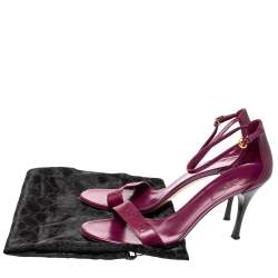 مملوكة مسبقًا Gucci Purple Guccissima Leather Ankle Strap Sandals Size 40.5