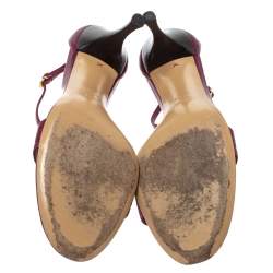 مملوكة مسبقًا Gucci Purple Guccissima Leather Ankle Strap Sandals Size 40.5