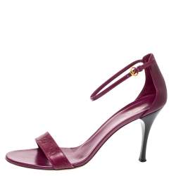 مملوكة مسبقًا Gucci Purple Guccissima Leather Ankle Strap Sandals Size 40.5