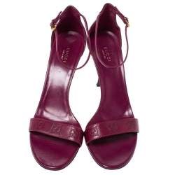 مملوكة مسبقًا Gucci Purple Guccissima Leather Ankle Strap Sandals Size 40.5