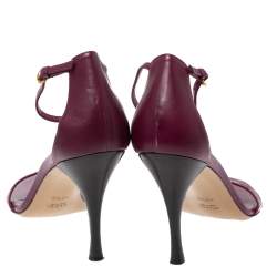 مملوكة مسبقًا Gucci Purple Guccissima Leather Ankle Strap Sandals Size 40.5