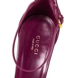 مملوكة مسبقًا Gucci Purple Guccissima Leather Ankle Strap Sandals Size 40.5