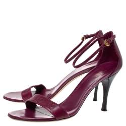 مملوكة مسبقًا Gucci Purple Guccissima Leather Ankle Strap Sandals Size 40.5