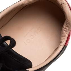 Gucci Black Leather Ace Web Bee Low Top Lace Up Sneakers Size 40