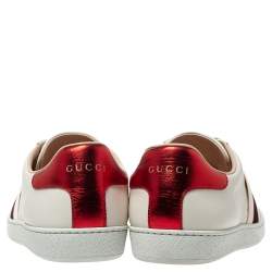 مملوكة مسبقًا حذاء رياضي غوتشي "آيس" طراز منخفض من أعلى جلد أبيض اللون مقاس 39.5