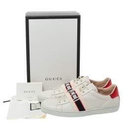 مملوكة مسبقًا حذاء رياضي غوتشي "آيس" طراز منخفض من أعلى جلد أبيض اللون مقاس 39.5