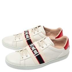 مملوكة مسبقًا حذاء رياضي غوتشي "آيس" طراز منخفض من أعلى جلد أبيض اللون مقاس 39.5