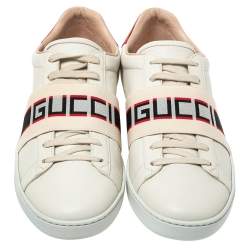 مملوكة مسبقًا حذاء رياضي غوتشي "آيس" طراز منخفض من أعلى جلد أبيض اللون مقاس 39.5