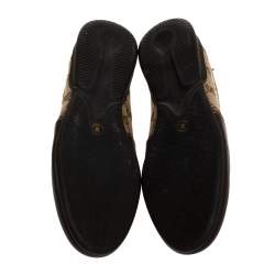 Pre Owned حذاء رياضي غوتشي طراز منخفض من أعلى جلد و كانفاس جي جي بني و بيج مقاس 38