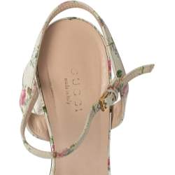 Pre Owned صندل غوتشي سيور كاحل مارمونت جى جى جلد طباعة زهور متعدد الألوان مقاس 38