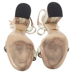 Pre Owned صندل غوتشي سيور كاحل مارمونت جى جى جلد طباعة زهور متعدد الألوان مقاس 38