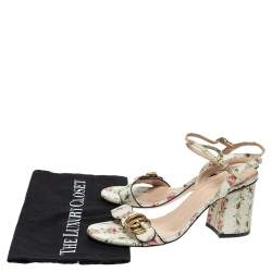 Pre Owned صندل غوتشي سيور كاحل مارمونت جى جى جلد طباعة زهور متعدد الألوان مقاس 38