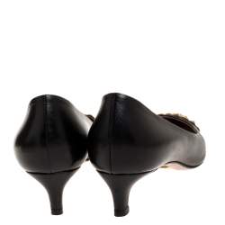 Gucci Black Leather Coline Studded Pointed Pumps Size 38