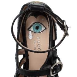 مملوكة مسبقًا Gucci Black Brogue Leather Queercore Ankle Strap Flats Size 39.5