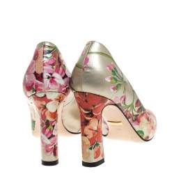 Pre Owned Gucci Multicolor Floral Printed Leather GG Supreme Blooms Pumps Size 36