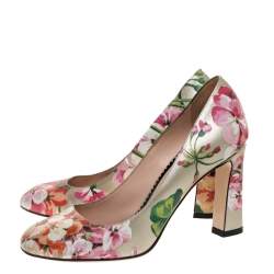Pre Owned Gucci Multicolor Floral Printed Leather GG Supreme Blooms Pumps Size 36