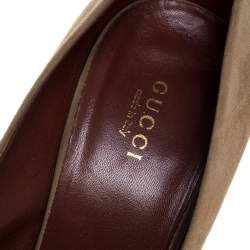 Gucci Beige Suede Tassel Loafer Pumps Size 39.5