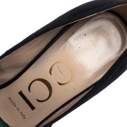 مملوكة مسبقًا حذاء كعب عالى غوتشى فيونكة ويب قابلة للأزالة سيلفيا سويدى أسود مقاس 38.5