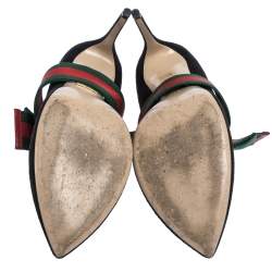 مملوكة مسبقًا حذاء كعب عالى غوتشى فيونكة ويب قابلة للأزالة سيلفيا سويدى أسود مقاس 38.5