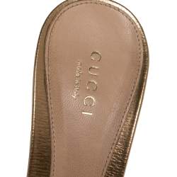 Pre Owned صندل غوتشي مقدمة مفتوحة هورسبيت جلد ذهبقي مقاس 36