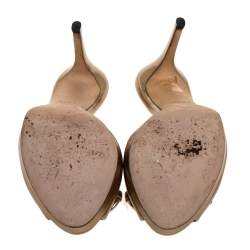 Pre Owned صندل غوتشي مقدمة مفتوحة هورسبيت جلد ذهبقي مقاس 36