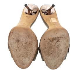 Pre Owned حذاء مولز غوتشي نيو هوليوود هورسبيت جلد أخضر ميتالك مقاس 36.5