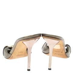 Pre Owned حذاء مولز غوتشي نيو هوليوود هورسبيت جلد أخضر ميتالك مقاس 36.5