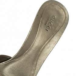 Pre Owned حذاء مولز غوتشي نيو هوليوود هورسبيت جلد أخضر ميتالك مقاس 36.5