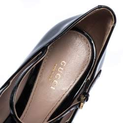 Gucci Black Patent Leather Multi Strap Lisbeth Platform Pumps Size 40