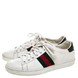 مملوكة مسبقًا Gucci White Leather Ace Low Top Sneakers Size 36.5