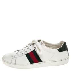 مملوكة مسبقًا Gucci White Leather Ace Low Top Sneakers Size 36.5