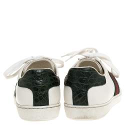 مملوكة مسبقًا Gucci White Leather Ace Low Top Sneakers Size 36.5