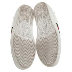 مملوكة مسبقًا Gucci White Leather Ace Low Top Sneakers Size 36.5