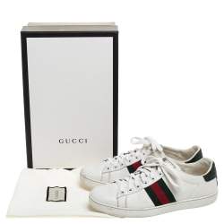 مملوكة مسبقًا Gucci White Leather Ace Low Top Sneakers Size 36.5