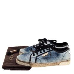 Pre Owned Gucci White/Blue Denim Fabric Eivissa Espadrille Sneakers Size 38
