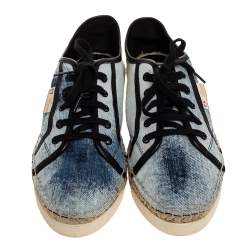 Pre Owned Gucci White/Blue Denim Fabric Eivissa Espadrille Sneakers Size 38