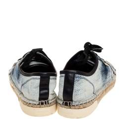Pre Owned Gucci White/Blue Denim Fabric Eivissa Espadrille Sneakers Size 38