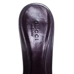 Pre Owned Gucci Purple Guccissima Patent Leather Peep Toe Horsebit Slides Size 37