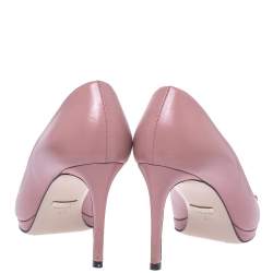 مملوكة م�سبقًا Gucci Pink Leather Horsebit Peep Toe Pumps Size 37