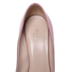 مملوكة مسبقًا Gucci Pink Leather Horsebit Peep Toe Pumps Size 37