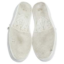 مملوكة مسبقًا Gucci White Leather Web Detail New Ace Faux Pearl Embellished Low Top Sneakers Size 40