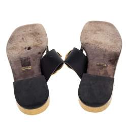 Pre Owned صندل إصبع غوتشي مارمونت جي جي جلد أسود مقاس 38.5