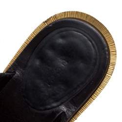 Pre Owned صندل إصبع غوتشي مارمونت جي جي جلد أسود مقاس 38.5