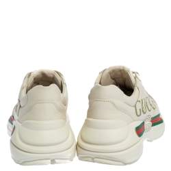 Pre Owned حذاء رياضي غوتشي ريثون فينتدج الشعار نعل سميك جلد عاجي مقاس 39