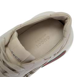 Pre Owned حذاء رياضي غوتشي ريثون فينتدج الشعار نعل سميك جلد عاجي مقاس 39