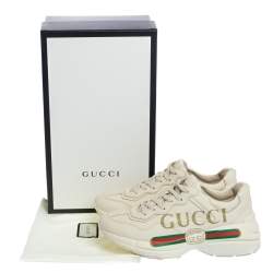 Pre Owned حذاء رياضي غوتشي ريثون فينتدج الشعار نعل سميك جلد عاجي مقاس 39