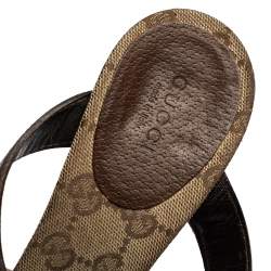 Pre Owned صندل سلايد غوتشي نعل سميك سير تي جلد بني مقاس 40.5